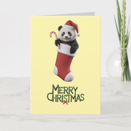 Panda Christmas Stocking Kaart (Voorkant)