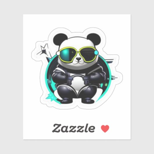 Panda cool Avec Lunettes Sticker Papier Voiture Co (Feuille)