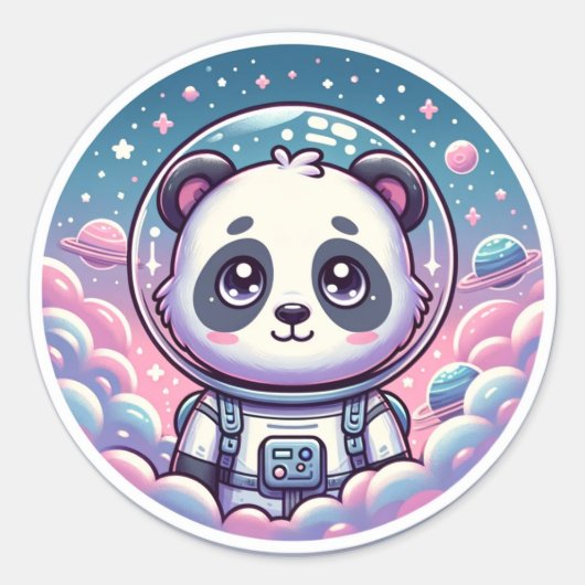 Panda Cosmic Dreamer De Space Zen Master Ronde Sticker (Voorkant)