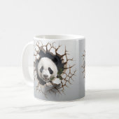 Panda Cracked Hole Art Panda Smashed Wall 3D Koffiemok (Voorkant links)