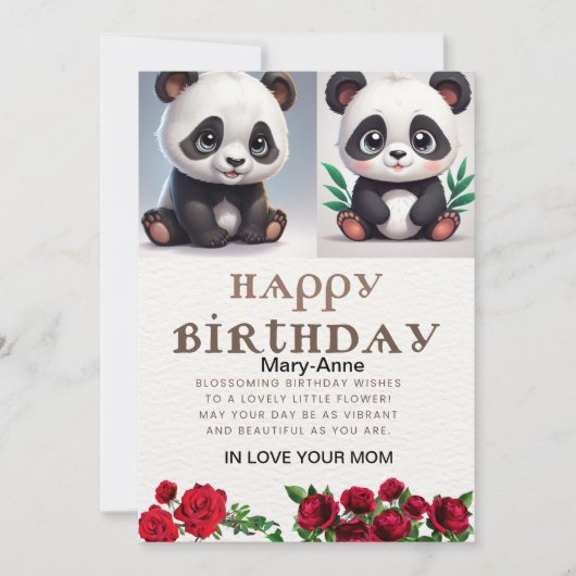 Panda croustillant, Carte Anniversaire Écrit (Devant)