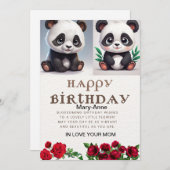 Panda croustillant, Carte Anniversaire Écrit (Devant / Derrière)
