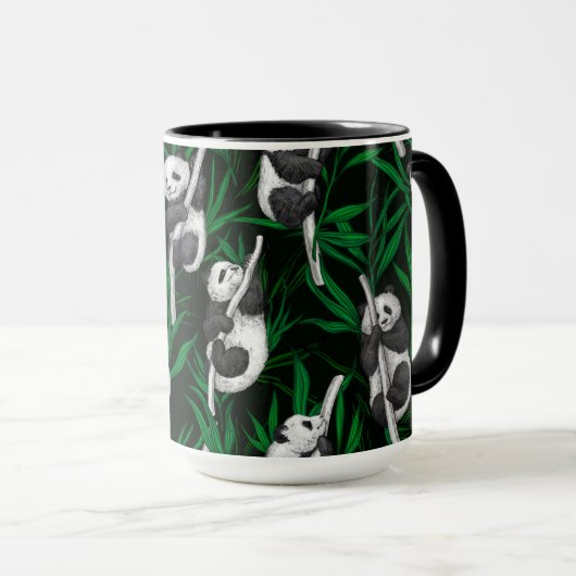 Panda cubs on dark green mok (Voorkant rechts)