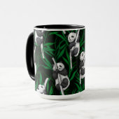 Panda cubs on dark green mok (Voorkant links)