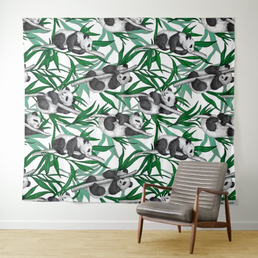 Panda cubs op wandkleed (In Situ (horizontaal))