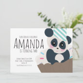Panda Cupcake Sprinkles Anniversaire Invitation Po (Debout devant)