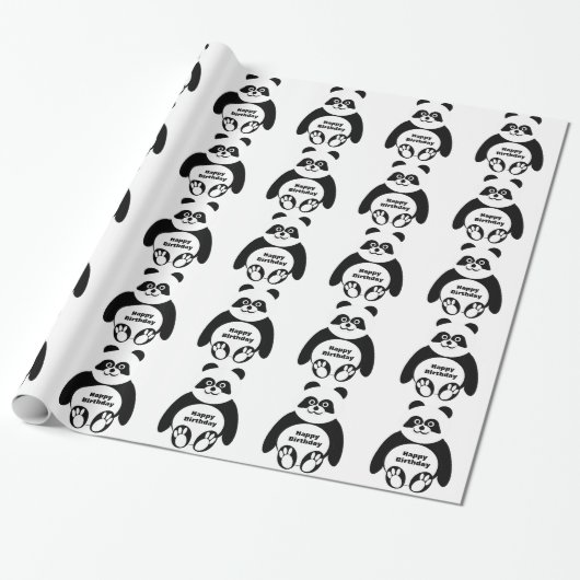 Panda Custom Birthday Cadeaupapier (Uitgerold)