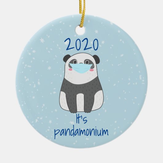 Panda Cute Kerstmis Masker 2020 Keramisch Ornament (Voorkant)