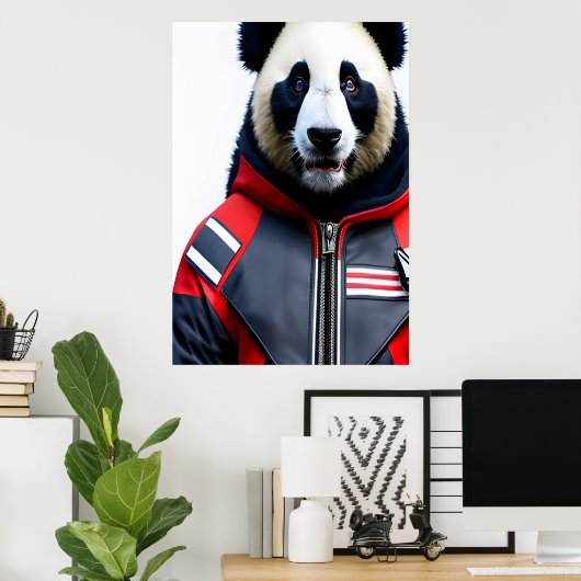 Panda dans Firefighter | AI Art Poster (Bureau à domicile)
