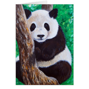 Panda dans un arbre Peinture carte de voeux