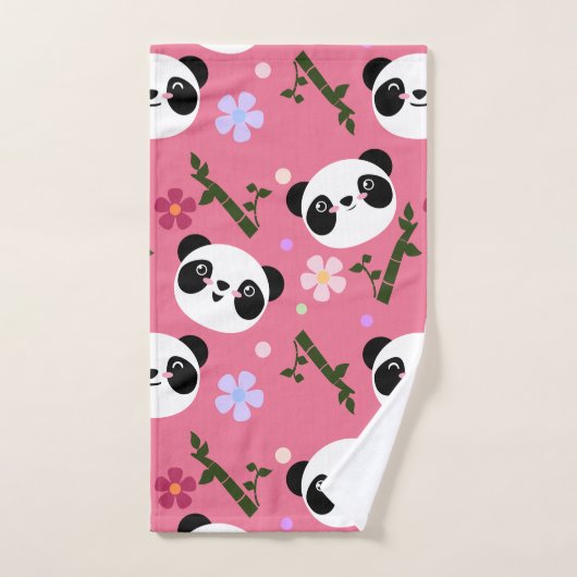 Panda de Kawaii sur le rose (Serviette à main)