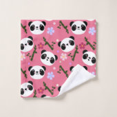 Panda de Kawaii sur le rose (Gant de toilette)