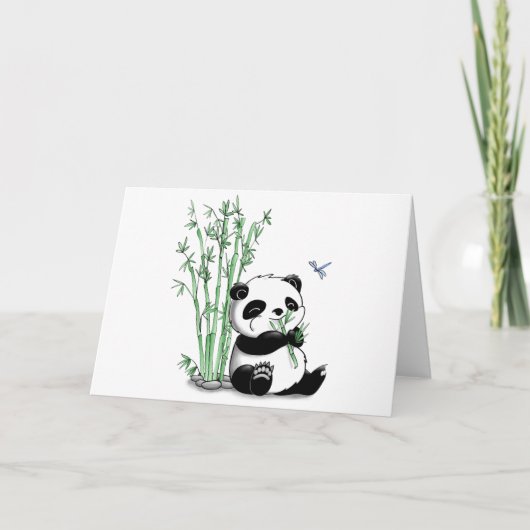 Panda die Bamboe eten Kaart (Voorkant)