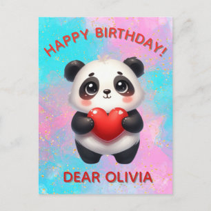 Panda die een hart vasthoudt briefkaart