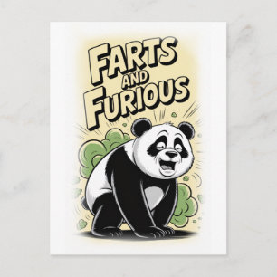 Panda die een scheet laat op een witte ondergrond feestdagenkaart