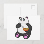 Panda die eet met lepel en kom briefkaart (Voorkant / Achterkant)