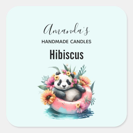 Panda die in een Kandle Bedrijfs van de Binnenband Vierkante Sticker (Voorkant)