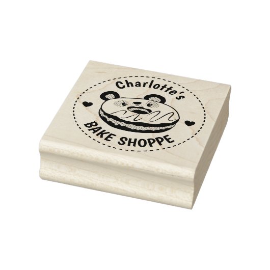 Panda Donut Bake Shop Logo Rubberstempel (Stempel)