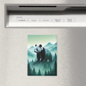 Panda Double Exposure Dierlijke Natuur Wilderness  Magneet (Insitu (Vaatwasser))