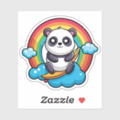 Panda Douce Cute Sur Un Sticker Arc En Ciel (Feuille)