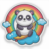 Panda Douce Cute Sur Un Sticker Arc En Ciel (Devant)