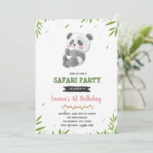 Panda douche invitation fête (Debout devant)