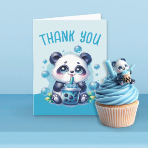 Panda Drink Blue Boba Bubble Tea Bedankkaart