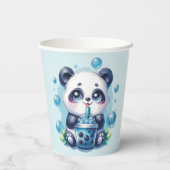 Panda Drink Blue Boba Bubble Tea Papieren Bekers (Achterkant)