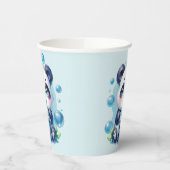 Panda Drink Blue Boba Bubble Tea Papieren Bekers (Links)