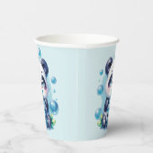 Panda Drink Blue Boba Bubble Tea Papieren Bekers (Rechts)