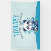 Panda Drink Blue Boba Bubble Tea Verjaardagsfeest Spandoek (Verticaal)
