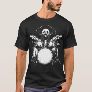 Panda Drummer Rock Wild Dier Speelt T-shirt