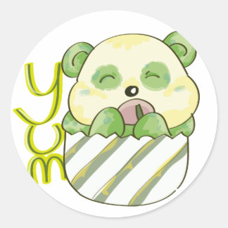 Panda Eating Bambo Ronde Sticker