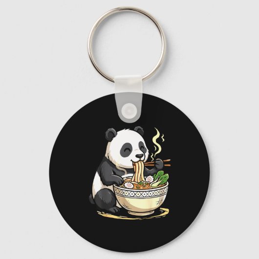 Panda Eating Funny Ramen Noodles Sleutelhanger (Voorkant)