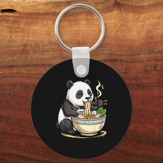 Panda Eating Funny Ramen Noodles Sleutelhanger (Voorkant)