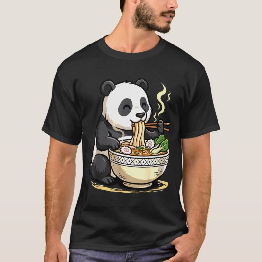 Panda Eating Funny Ramen Noodles  T-shirt (Voorkant)
