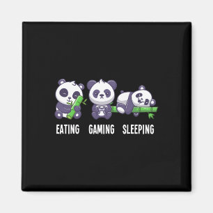 Panda Eating Gaming Slapen Voor Multiplayer Game Magneet
