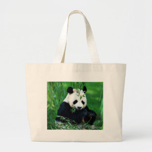 Panda Eating Leaves Grote Tote Bag