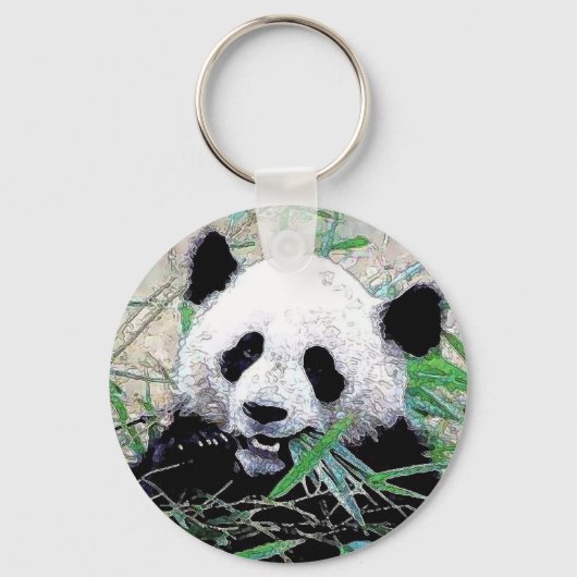 Panda Eating Leaves Sleutelhangers (Voorkant)