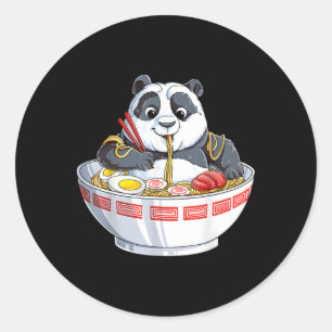 Panda Eating Ra Kawaii Reus Japanse noedel Ronde Sticker
