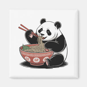 Panda Eating Ramen Japanse Retro Ukiyo-e Stijl Magneet