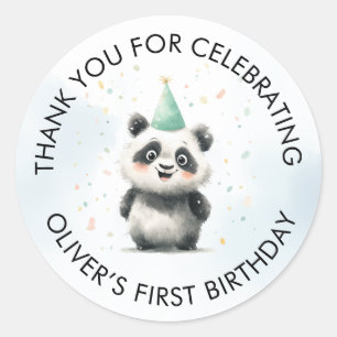 Panda eerste verjaardag Dank u Sticker