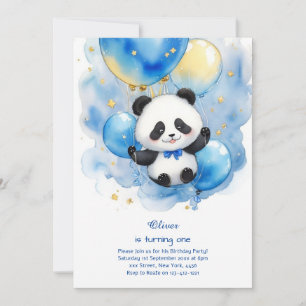 Panda Eerste Verjaardag uitnodiging