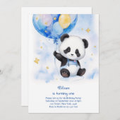 Panda Eerste Verjaardag uitnodiging (Voorkant / Achterkant)