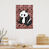 Panda eet bamboe op achtergrond poster (Keuken)