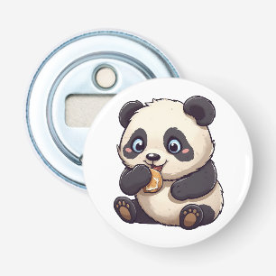 Panda eet een koekje button flesopener