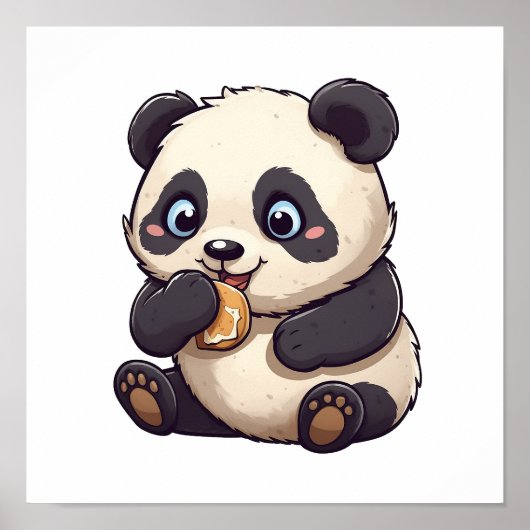 Panda eet een koekje poster (Voorkant)