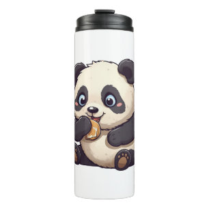 Panda eet een koekje thermosbeker