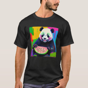 Panda eet een Water Melon Olieverfschilderij T-shirt