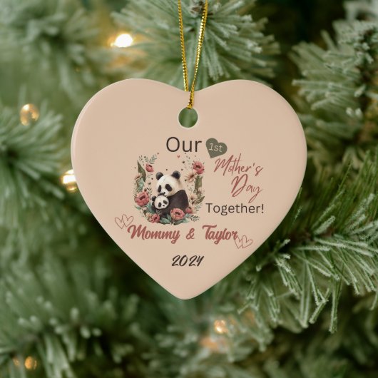 Panda en baby, onze eerste Moederdag samen Keramisch Ornament (Boom)